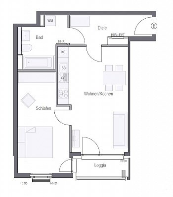Квартира в Германии в центре города 80634 München, 54,92 m2