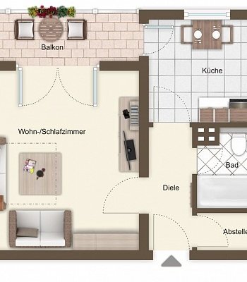 Квартира в Германии в 51143 Köln, Porz, 35 m2