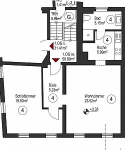 Квартира в Германии в 42103 Wuppertal, Elberfeld, 58,89 m2