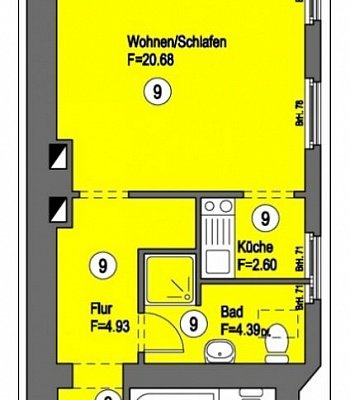 Квартира в Германии в 40227 Dusseldorf / Oberbilk, 33,89 m2
