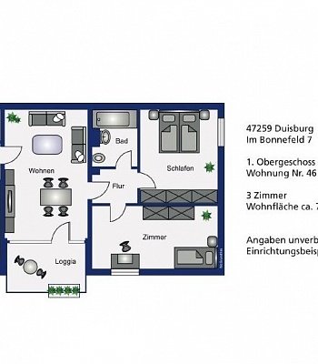Квартира в Германии в 47259 Duisburg, Mündelheim, 78,71 m2